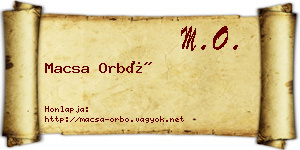 Macsa Orbó névjegykártya